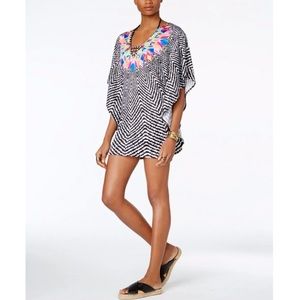 EUC- Bar III Swimsuit ‘Feathered Daze’ Swim Caftan / Tunic